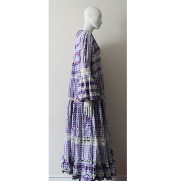 Dodo Bar Or Gingham Check Cotton Jacquard Maxi Dress Size Small - Picture 6 of 13